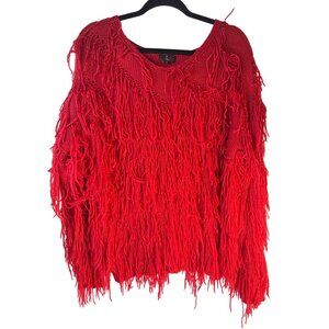 Wise Italy Red Fringe Sweater S 80% Acrylic 20% Wool